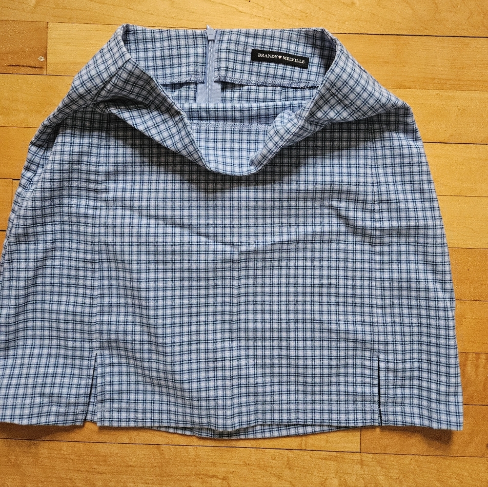Brandy Melville OS Blue Plaid And Pleated Cara Skirt Perfect For Graduation!